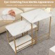 Faux marble nesting tables in white with gold tubes, perfect for small spaces and versatile use as side or end tables.